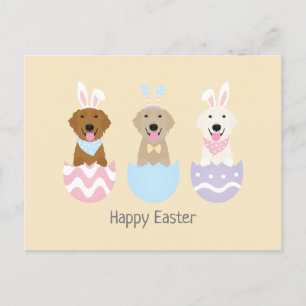 Happy Easter Golden Retriever Dogs Postcard