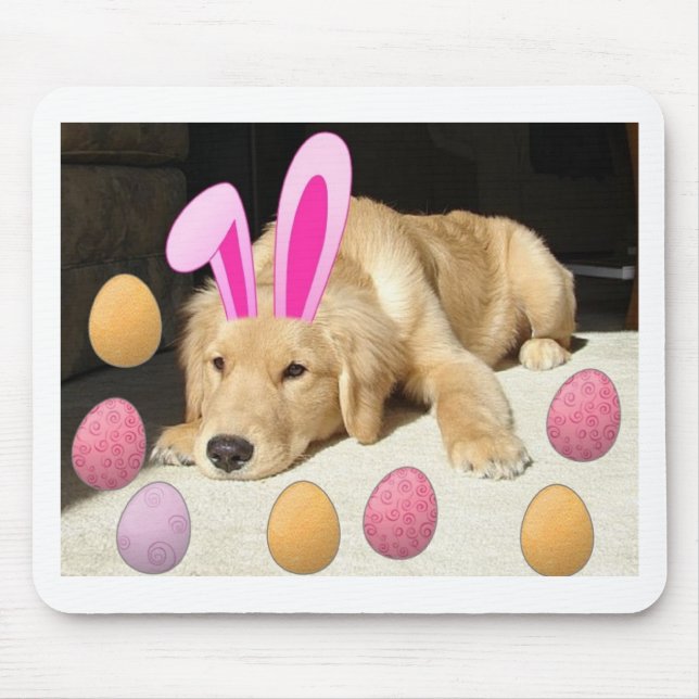 Happy Easter Golden Retriever Mouse Mat (Front)