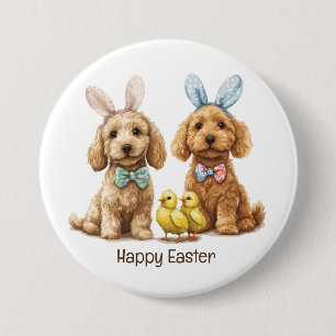 Happy Easter Goldendoodle Dogs 7.5 Cm Round Badge