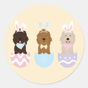 Happy Easter Goldendoodle Dogs Classic Round Sticker