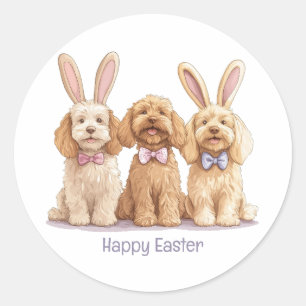 Happy Easter Goldendoodle Dogs Classic Round Sticker