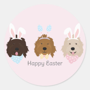 Happy Easter Goldendoodle Dogs Classic Round Sticker