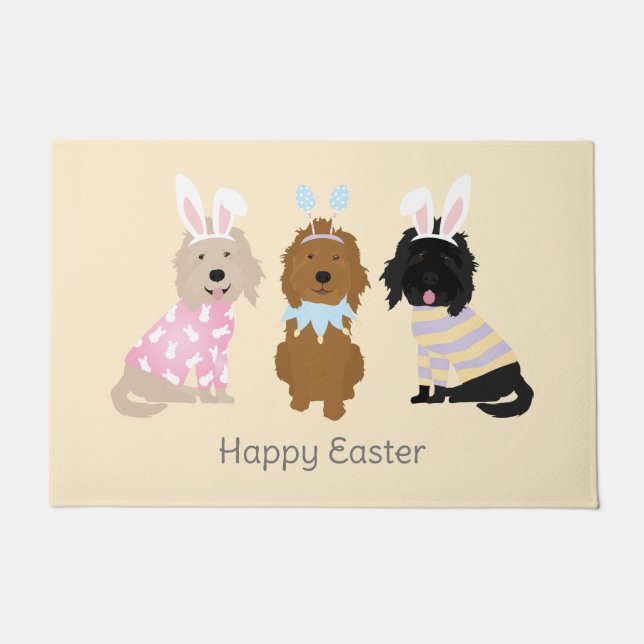 Happy Easter Goldendoodle Dogs Doormat (Front)