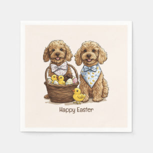 Happy Easter Goldendoodle Dogs Easter Basket Napkin
