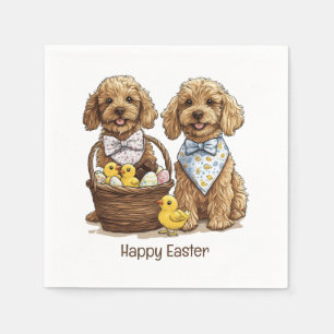 Happy Easter Goldendoodle Dogs Easter Basket Napkin