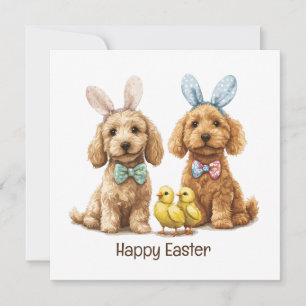 Happy Easter Goldendoodle Dogs Holiday Card