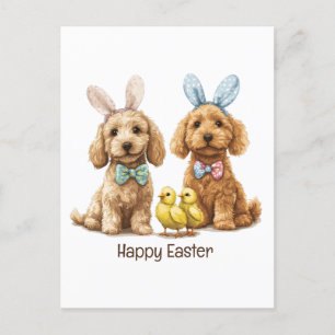Happy Easter Goldendoodle Dogs Holiday Postcard