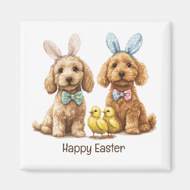 Happy Easter Goldendoodle Dogs Magnet (Front)