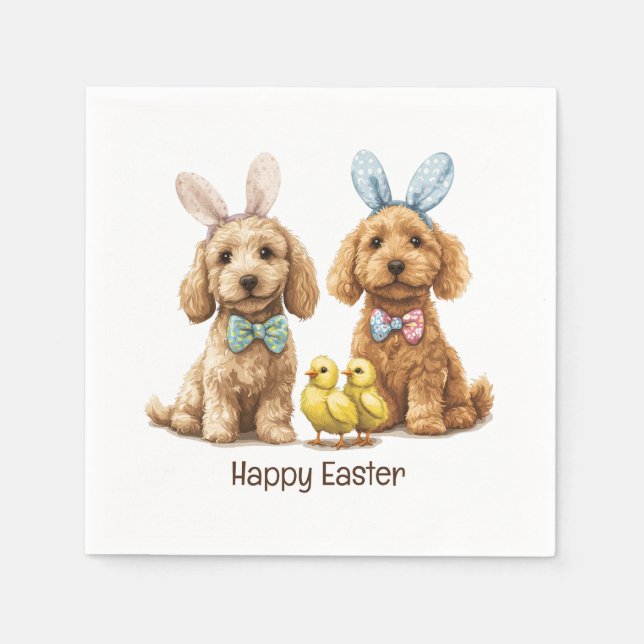 Happy Easter Goldendoodle Dogs Napkin (Front)