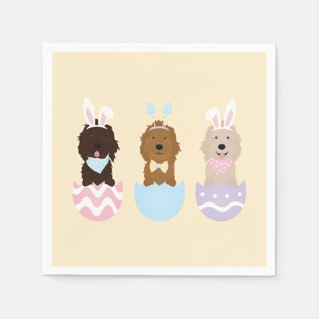 Happy Easter Goldendoodle Dogs Napkin (Front)