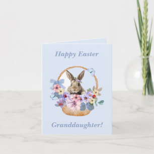 Happy Easter Granddaughter Bunny in Flower Basket Card
