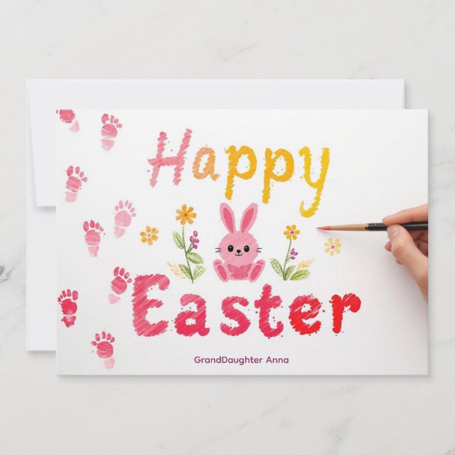 Happy Easter Granddaughter colorful card (Front)