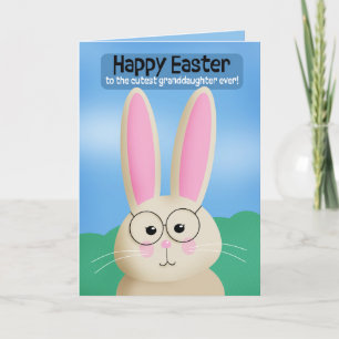 Happy Easter Granddaughter Cute Bunny in Glasses Holiday Card