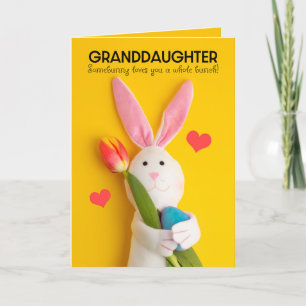 Happy Easter Granddaughter Cute Bunny With Easter Holiday Card