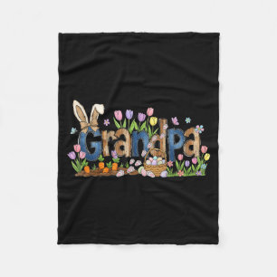 Happy Easter Grandpa Bunny Ears Spring Egg Hunt Fleece Blanket