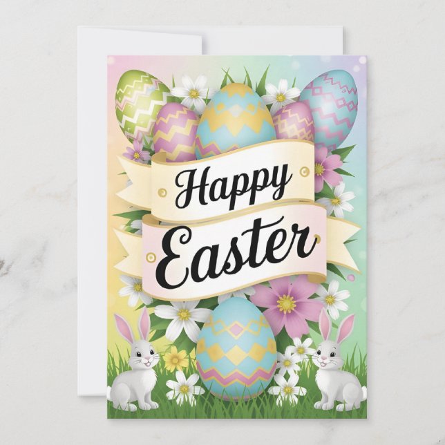 Happy Easter Graphic Design Art Invitation (Front)