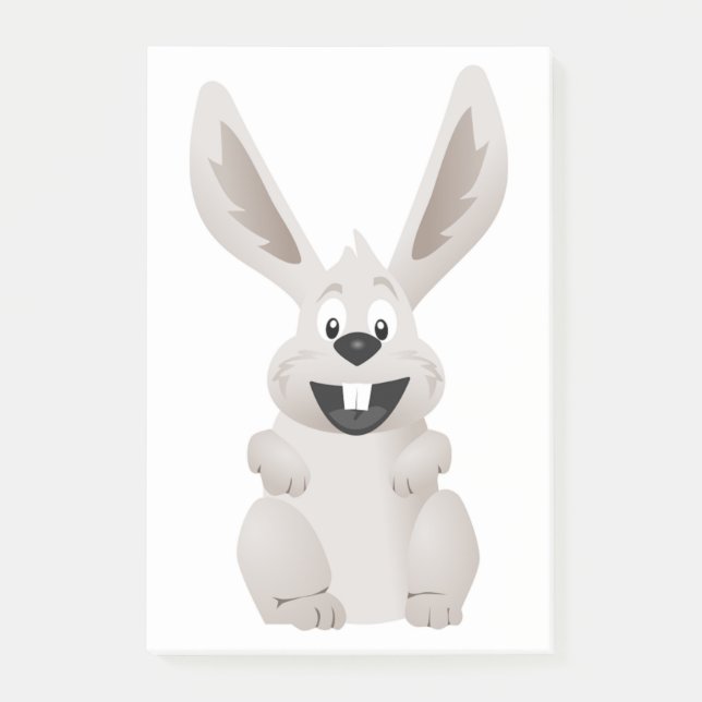 "HAPPY EASTER " GRAY BUNNY POST-IT NOTES (Front)