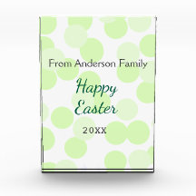 Happy Easter gray green polka dots family name