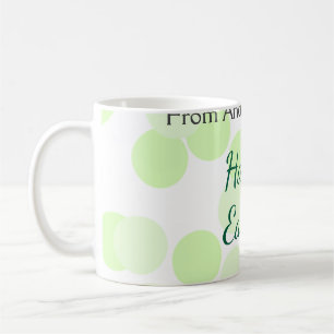 Happy Easter gray green polka dots family name Coffee Mug