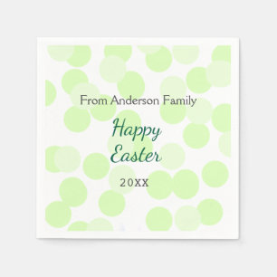 Happy Easter gray green polka dots family name Napkin