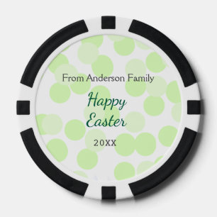 Happy Easter gray green polka dots family name Poker Chips