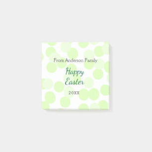 Happy Easter gray green polka dots family name Post-it Notes