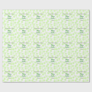 Happy Easter gray green polka dots family name Wrapping Paper