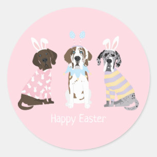 Happy Easter Great Dane Dogs Classic Round Sticker
