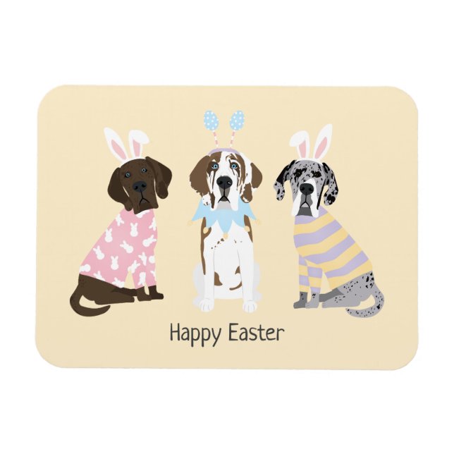 Happy Easter Great Dane Dogs Magnet (Horizontal)