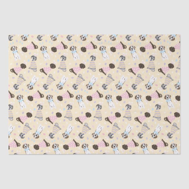 Happy Easter Great Dane Dogs Tissue Paper (Front)