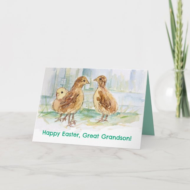 Happy Easter Great Grandson Baby Turkey Bird Card (Front)