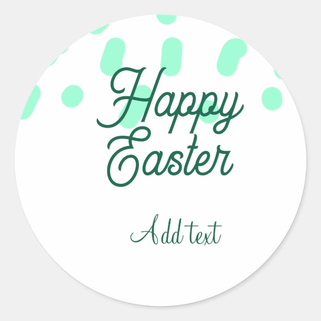 Happy Easter green eggs pastel name date simple  Classic Round Sticker (Front)