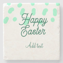 Happy Easter green eggs pastel name date simple 