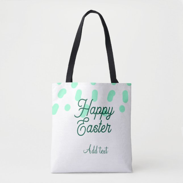 Happy Easter green eggs pastel name date simple  Tote Bag (Front)
