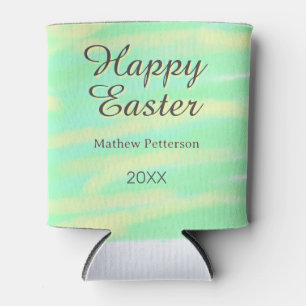 Happy Easter green yellow pastel gray name year Can Cooler