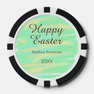 Happy Easter green yellow pastel gray name year Poker Chips