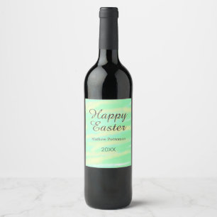 Happy Easter green yellow pastel gray name year Wine Label