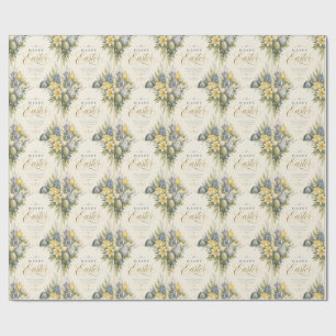 Happy Easter Greeting ,Elegant Floral and pastel Wrapping Paper
