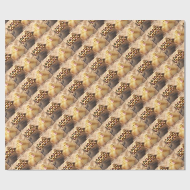 Happy Easter Greetings from Cute Duckling Wrapping Paper (Flat)
