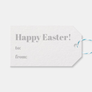 Happy Easter grey white to from minimalist modern Gift Tags