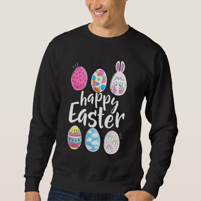Happy Easter Group Eggs Cute Easter Candy Eggs Boy Sweatshirt (Front)