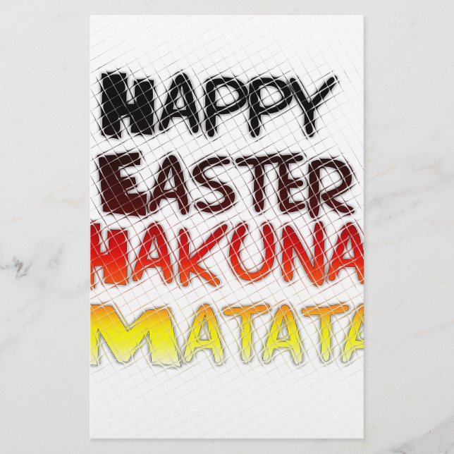 Happy Easter: Hakuna Matata Text Art Design Stationery (Front)