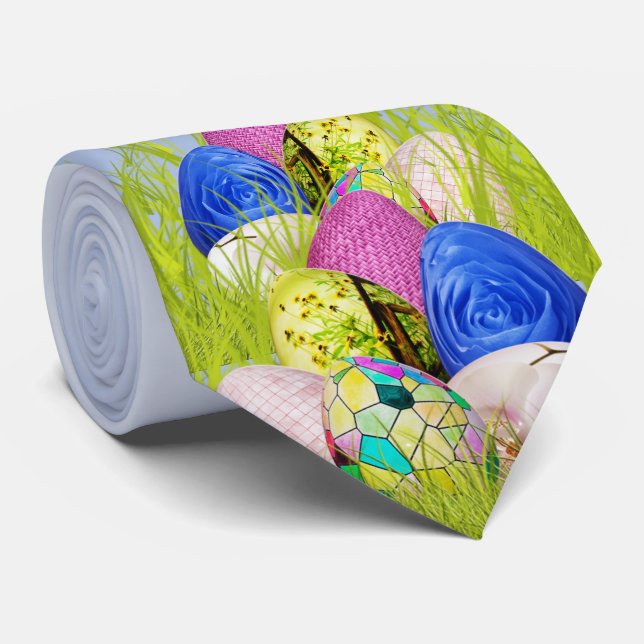 Happy Easter Half-Dozen Eggs Floral Photography Tie (Rolled)