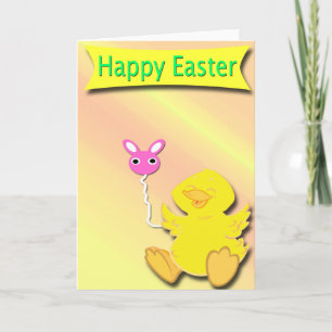 Happy Easter Happy Duck Card with Bunny Balloon
