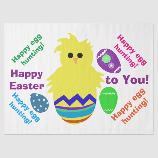 Happy Easter Happy Egg Hunting Chick Eggs Tissue Paper (Front)