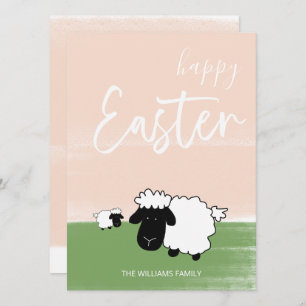 Happy Easter Happy Sheeps Illustration Holiday Card