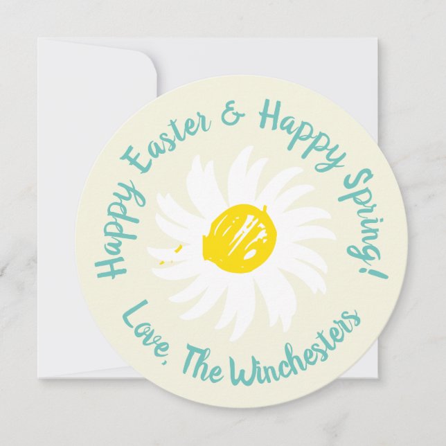 Happy Easter Happy Spring custom script cute daisy Card (Front)