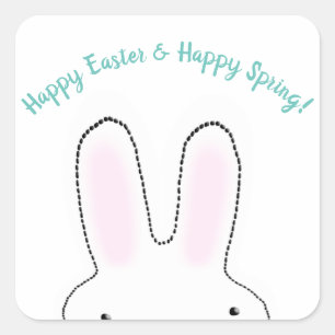 Happy Easter Happy Spring cute Easter Bunny custom Square Sticker