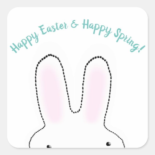Happy Easter Happy Spring cute Easter Bunny custom Square Sticker (Front)