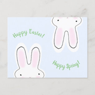 Happy Easter Happy Spring script cute bunny funny Postcard
